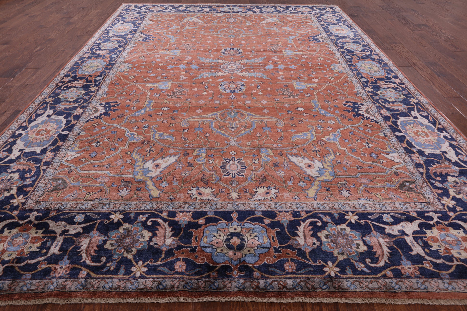 Fine Serapi Hand-Knotted 100% Silk Rug - 9' 1" X 12' 0" - Golden Nile