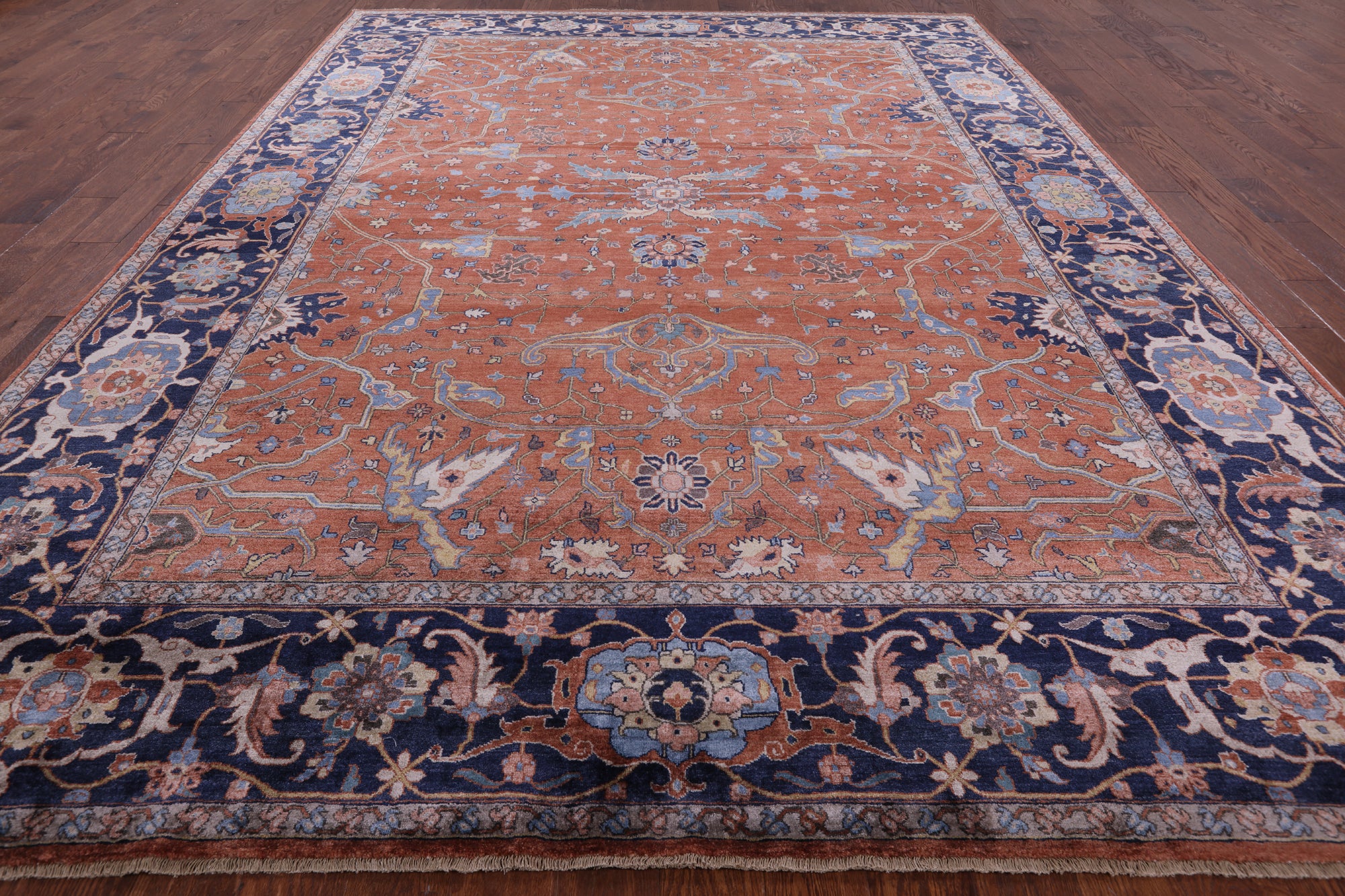 Fine Serapi Hand-Knotted 100% Silk Rug - 9' 1" X 12' 0" - Golden Nile