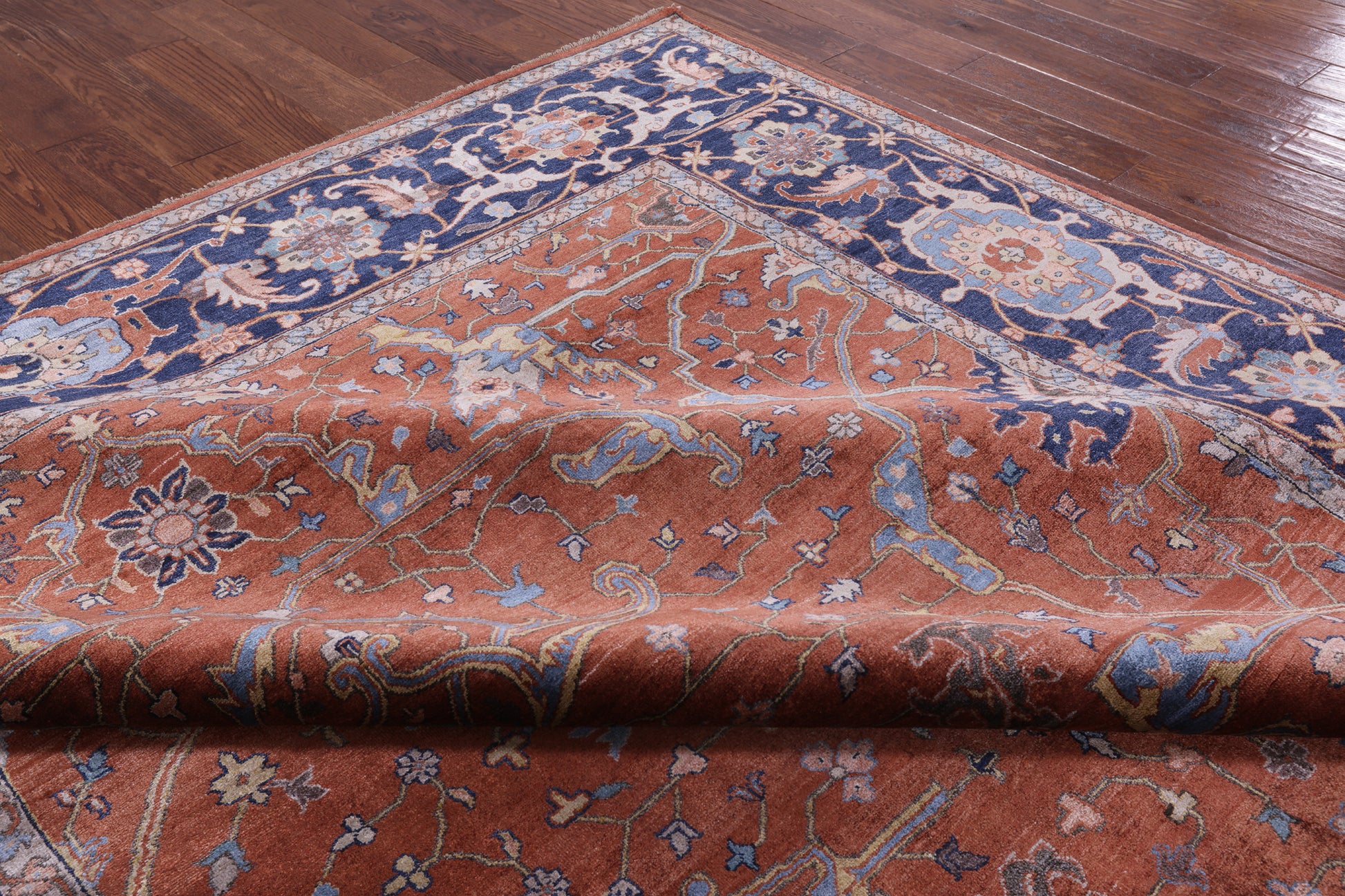 Fine Serapi Hand-Knotted 100% Silk Rug - 9' 1" X 12' 0" - Golden Nile