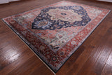 Blue Fine Serapi Hand-Knotted 100% Silk Rug - 8' 10" X 12' 1" - Golden Nile