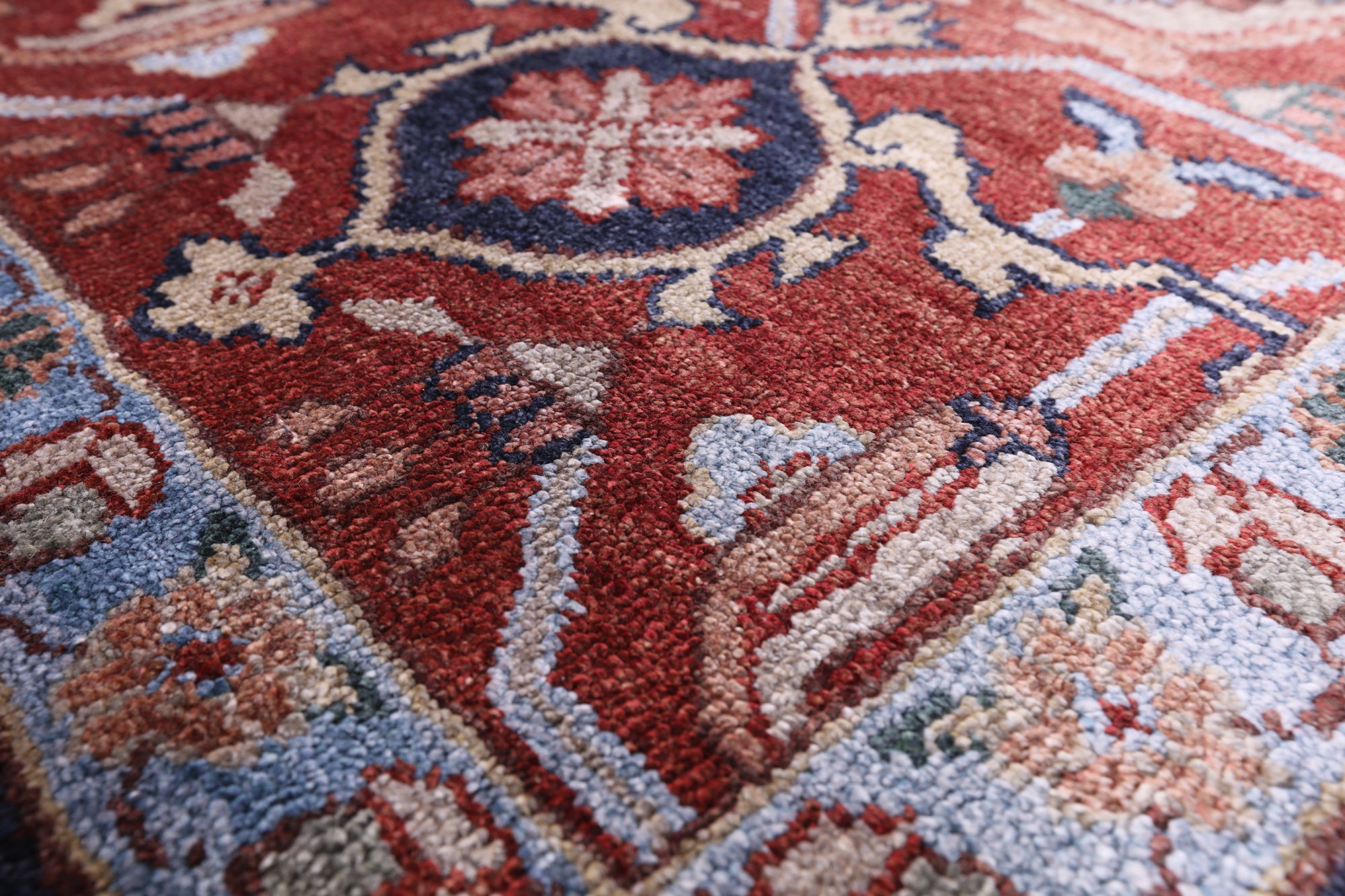 Blue Fine Serapi Hand-Knotted 100% Silk Rug - 8' 10" X 12' 1" - Golden Nile