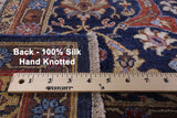 Blue Fine Serapi Hand Knotted 100% Silk Rug - 8' 9" X 11' 9" - Golden Nile