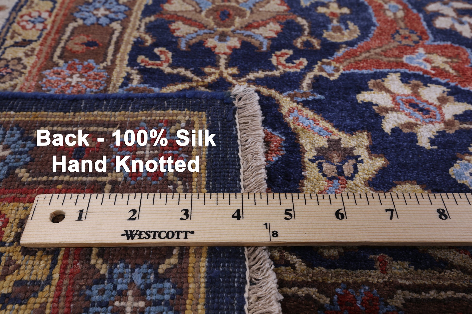 Blue Fine Serapi Hand Knotted 100% Silk Rug - 8' 9" X 11' 9" - Golden Nile
