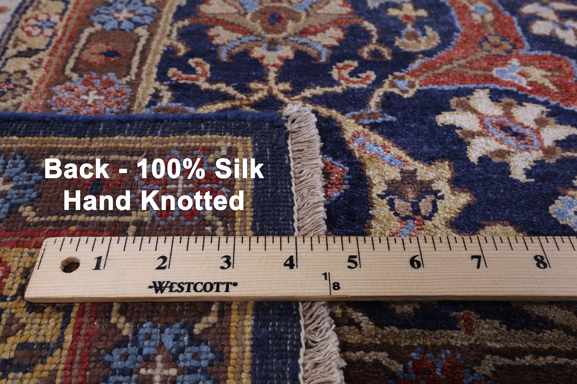 Blue Fine Serapi Hand Knotted 100% Silk Rug - 8' 9" X 11' 9" - Golden Nile
