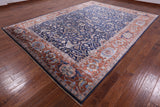 Blue Fine Serapi Handmade 100% Silk Rug - 8' 10" X 12' 0" - Golden Nile