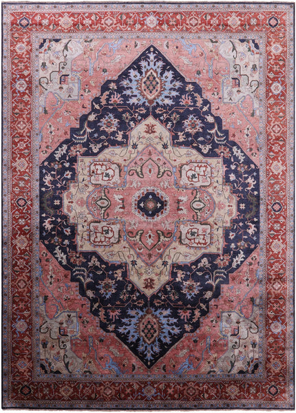 Blue Fine Serapi Hand Knotted 100% Silk Rug - 9' 10" X 13' 10" - Golden Nile