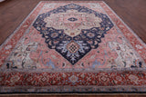 Blue Fine Serapi Hand Knotted 100% Silk Rug - 9' 10" X 13' 10" - Golden Nile