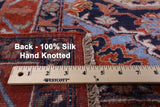 Rust Fine Serapi Hand Knotted Silk Rug - 8' 11" X 12' 0" - Golden Nile