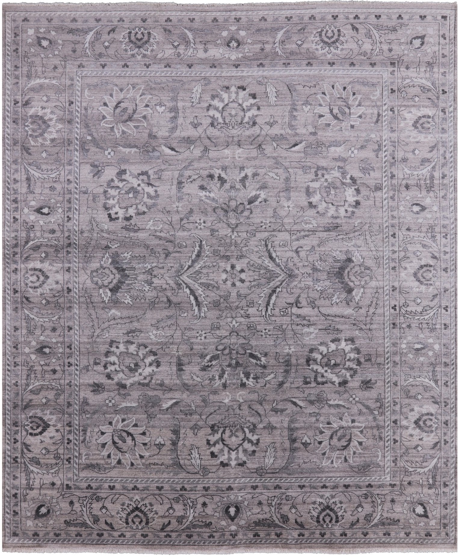 Grey Persian Hand-Knotted Wool Rug - 8' 3" X 9' 10" - Golden Nile