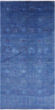 Blue Overdyed Full Pile Hand Knotted Wool Rug - 8' 1" X 16' 4" - Golden Nile