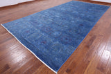 Blue Overdyed Full Pile Hand Knotted Wool Rug - 8' 1" X 16' 4" - Golden Nile