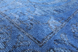 Blue Overdyed Full Pile Hand Knotted Wool Rug - 8' 1" X 16' 4" - Golden Nile
