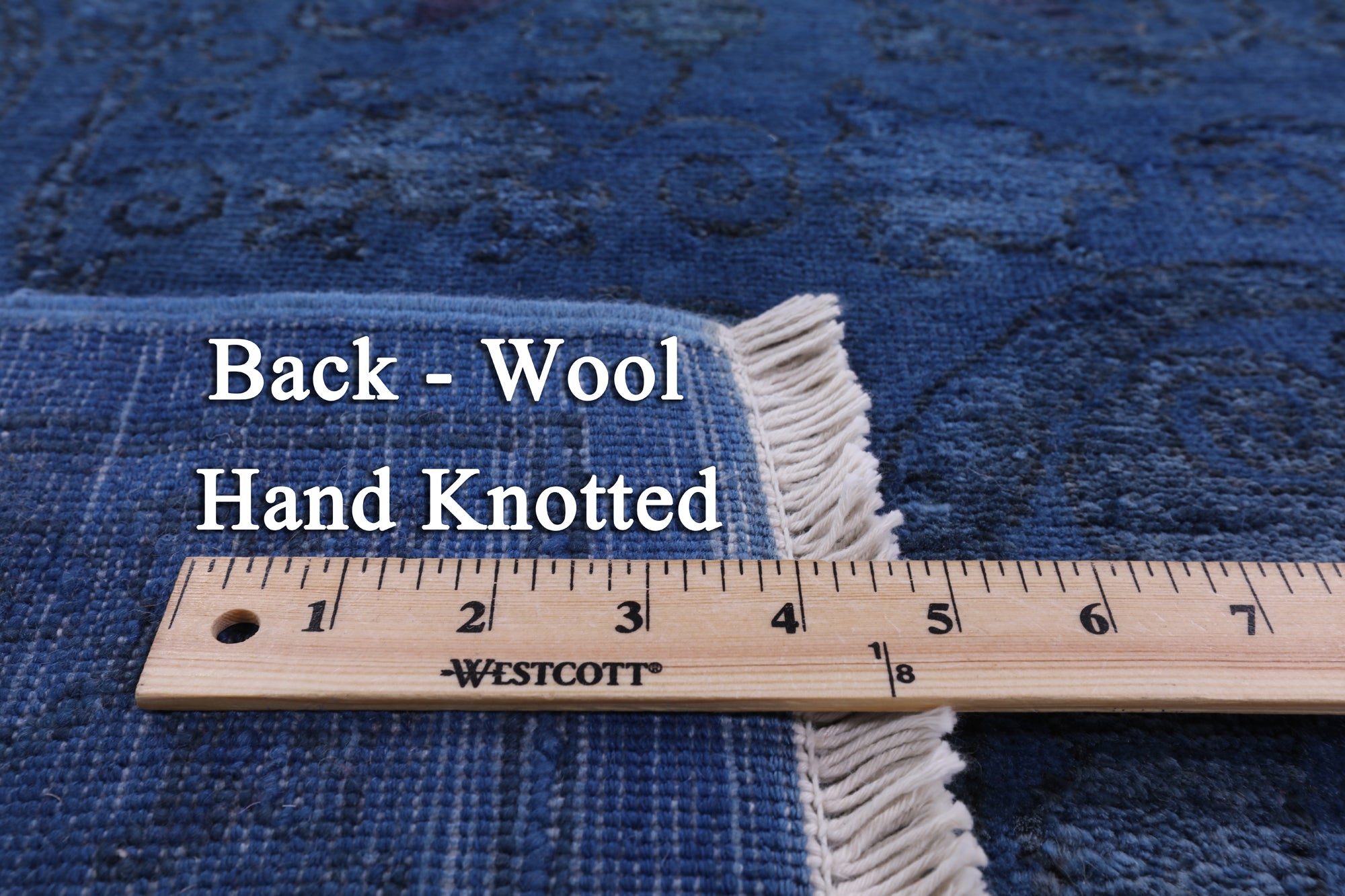 Blue Overdyed Full Pile Hand Knotted Wool Rug - 8' 1" X 16' 4" - Golden Nile