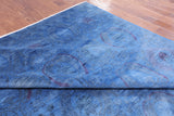 Blue Overdyed Full Pile Hand Knotted Wool Rug - 8' 1" X 16' 4" - Golden Nile