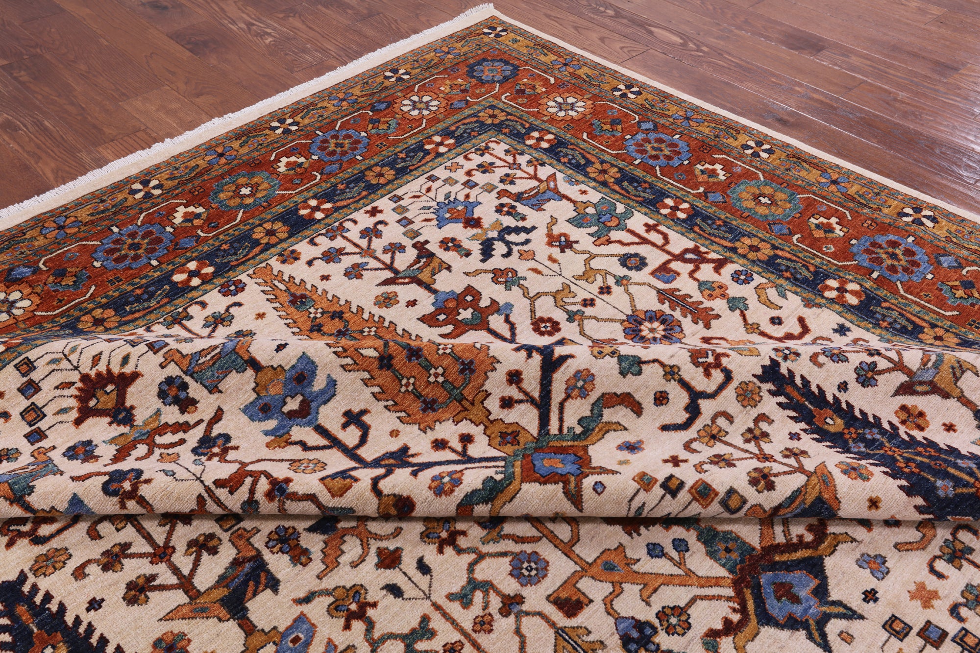 Ivory Cypress Tree Hand Knotted Wool Rug - 10' 0" X 14' 1" - Golden Nile