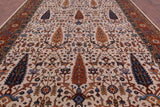 Ivory Cypress Tree Hand Knotted Wool Rug - 10' 0" X 14' 1" - Golden Nile