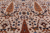 Ivory Cypress Tree Hand Knotted Wool Rug - 10' 0" X 14' 1" - Golden Nile