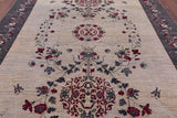 Ivory William Morris Hand Knotted Wool Rug - 7' 10" X 10' 1" - Golden Nile
