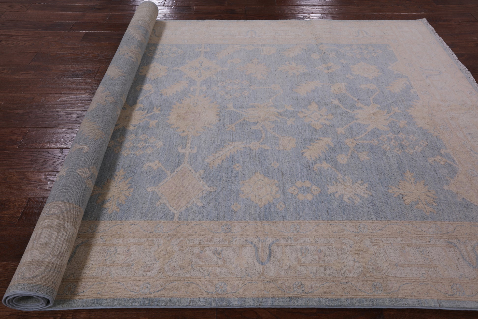 Blue Peshawar Handmade Wool Rug - 6' 1" X 8' 10" - Golden Nile