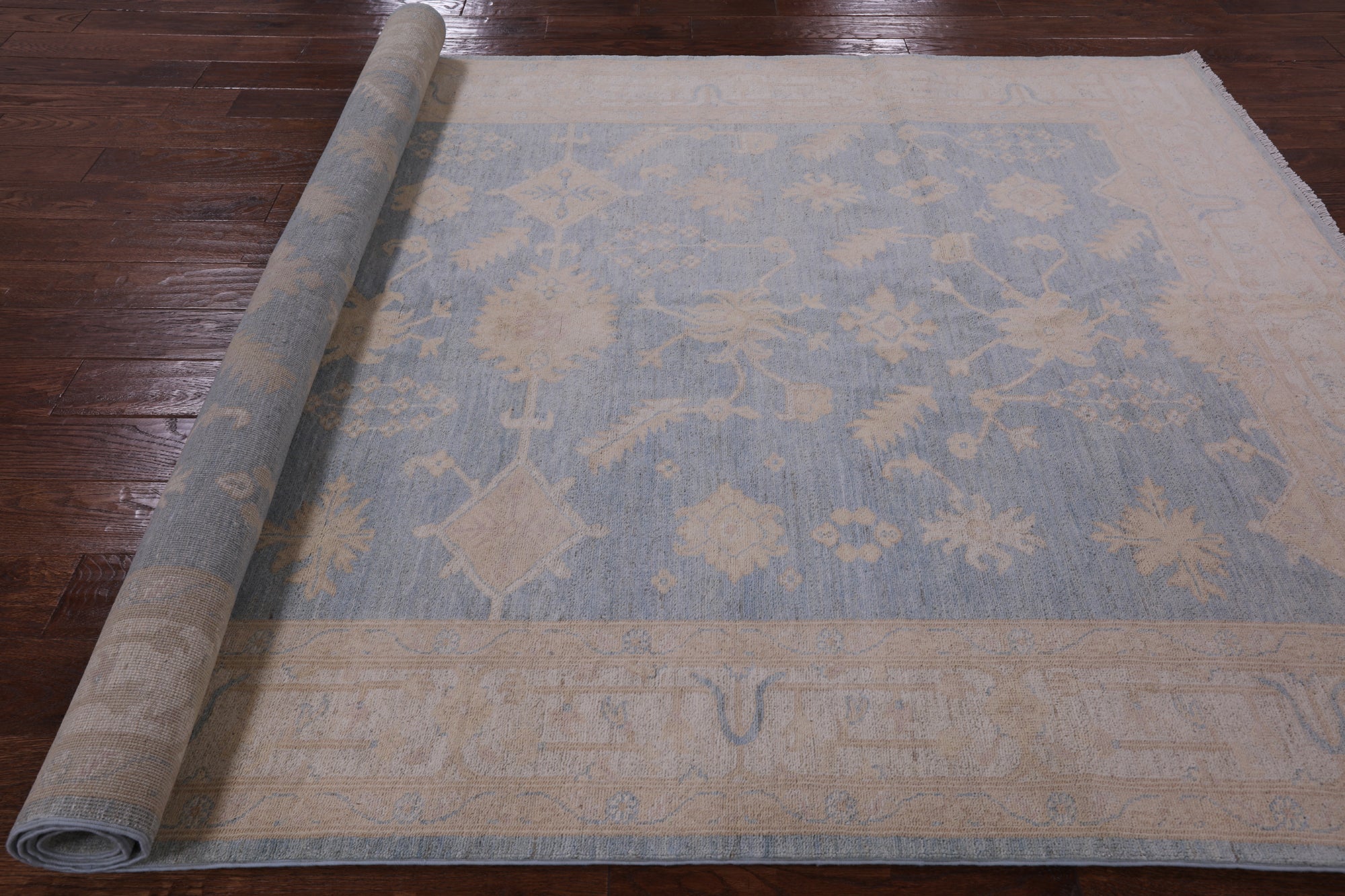 Blue Peshawar Handmade Wool Rug - 6' 1" X 8' 10" - Golden Nile