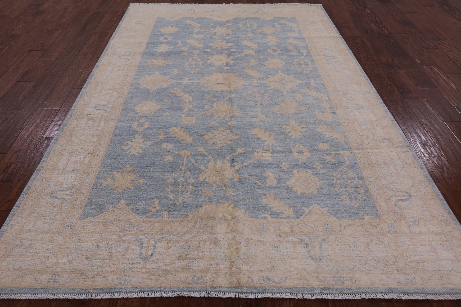 Blue Peshawar Handmade Wool Rug - 6' 1" X 8' 10" - Golden Nile