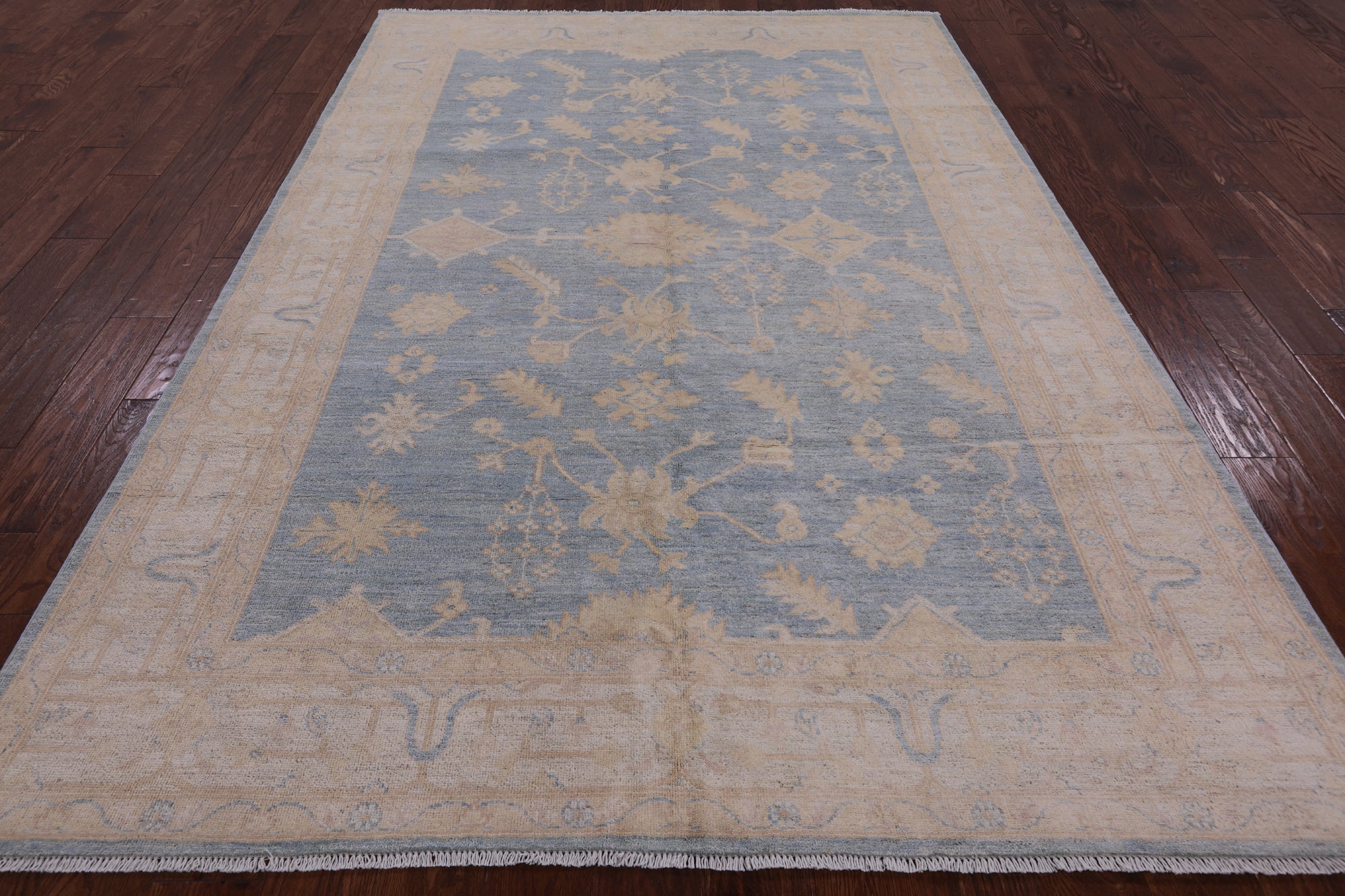 Blue Peshawar Handmade Wool Rug - 6' 1" X 8' 10" - Golden Nile