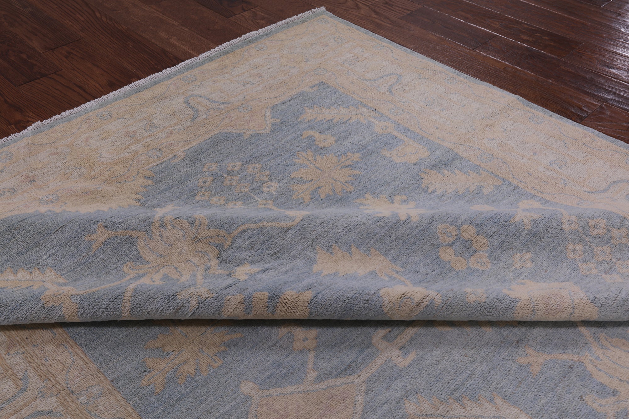 Blue Peshawar Handmade Wool Rug - 6' 1" X 8' 10" - Golden Nile
