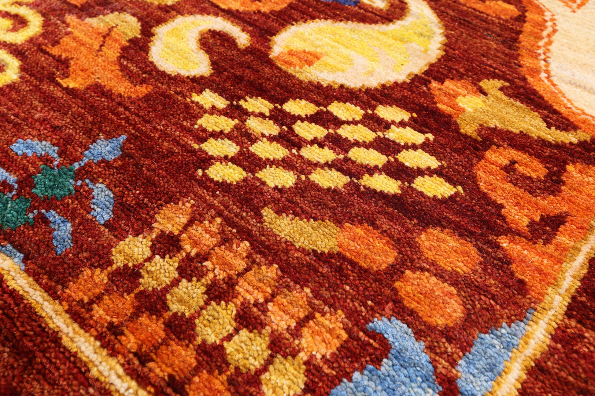 Red Fine Serapi Hand Knotted Wool Rug - 4' 4" X 5' 4" - Golden Nile