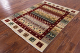 Tribal Gabbeh Handmade Wool Rug - 4' 10" X 6' 6" - Golden Nile