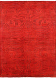 Red Full Pile Overdyed Hand Knotted Wool Rug - 6' 1" X 8' 6" - Golden Nile
