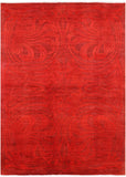 Red Full Pile Overdyed Hand Knotted Wool Rug - 6' 1" X 8' 6" - Golden Nile