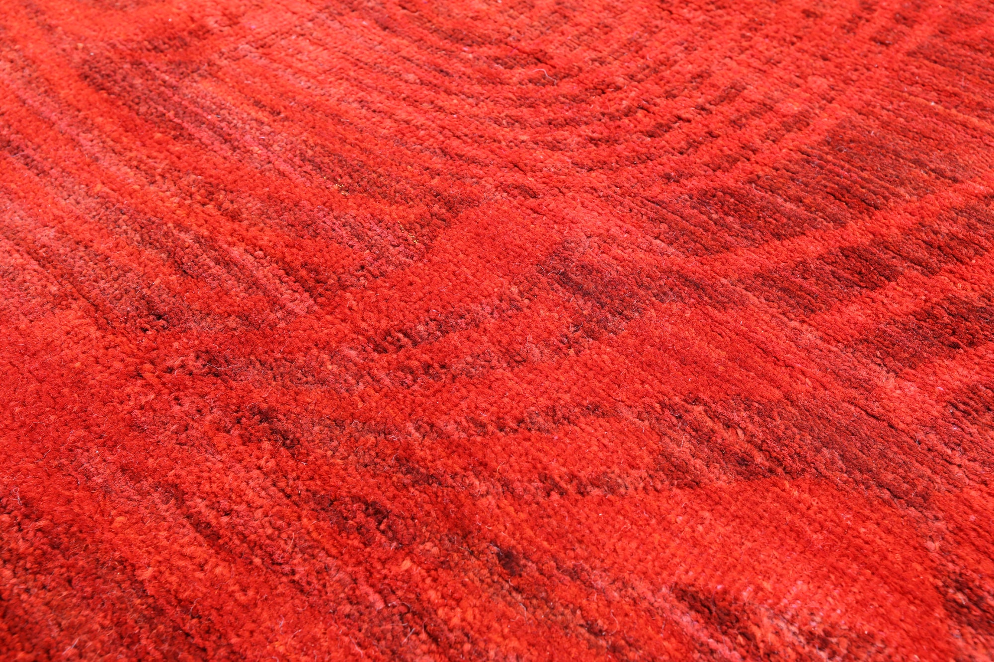 Red Full Pile Overdyed Hand Knotted Wool Rug - 6' 1" X 8' 6" - Golden Nile