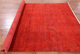 Red Full Pile Overdyed Hand Knotted Wool Rug - 6' 1" X 8' 6" - Golden Nile