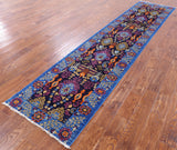 William Morris Handmade Wool Runner Rug - 2' 7" X 11' 8" - Golden Nile