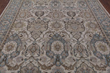Ivory Geometric Persian Hand Knotted Wool Rug - 8' 2" X 9' 8" - Golden Nile