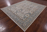 Ivory Geometric Persian Hand Knotted Wool Rug - 8' 2" X 9' 8" - Golden Nile