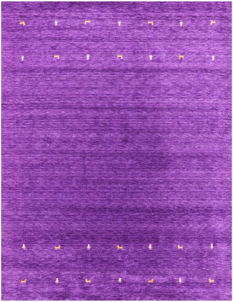 Purple Persian Gabbeh Hand Knotted Wool Rug - 9' 0" X 12' 0" - Golden Nile
