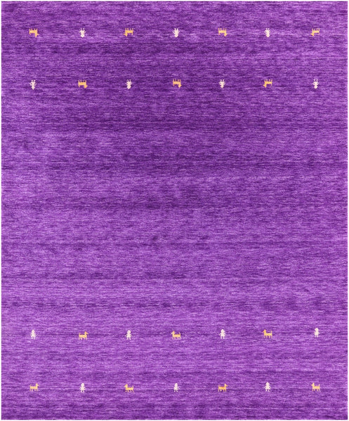 Purple Persian Gabbeh Hand-Knotted Wool Rug - 8' 0" X 10' 0" - Golden Nile