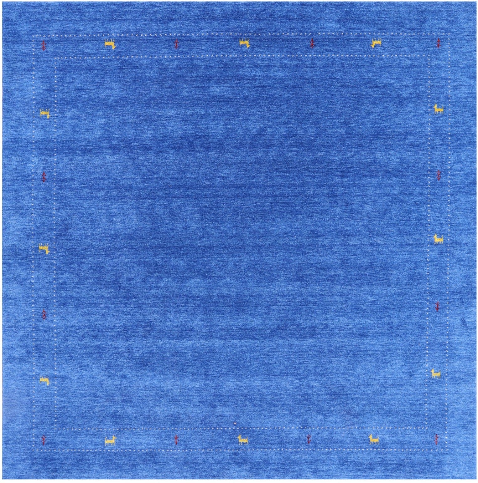 Blue Square Persian Gabbeh Hand Knotted Wool Rug - 9' 0" X 9' 0" - Golden Nile
