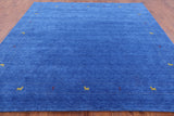 Blue Square Persian Gabbeh Hand Knotted Wool Rug - 9' 0" X 9' 0" - Golden Nile