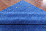 Blue Square Persian Gabbeh Hand Knotted Wool Rug - 9' 0" X 9' 0" - Golden Nile