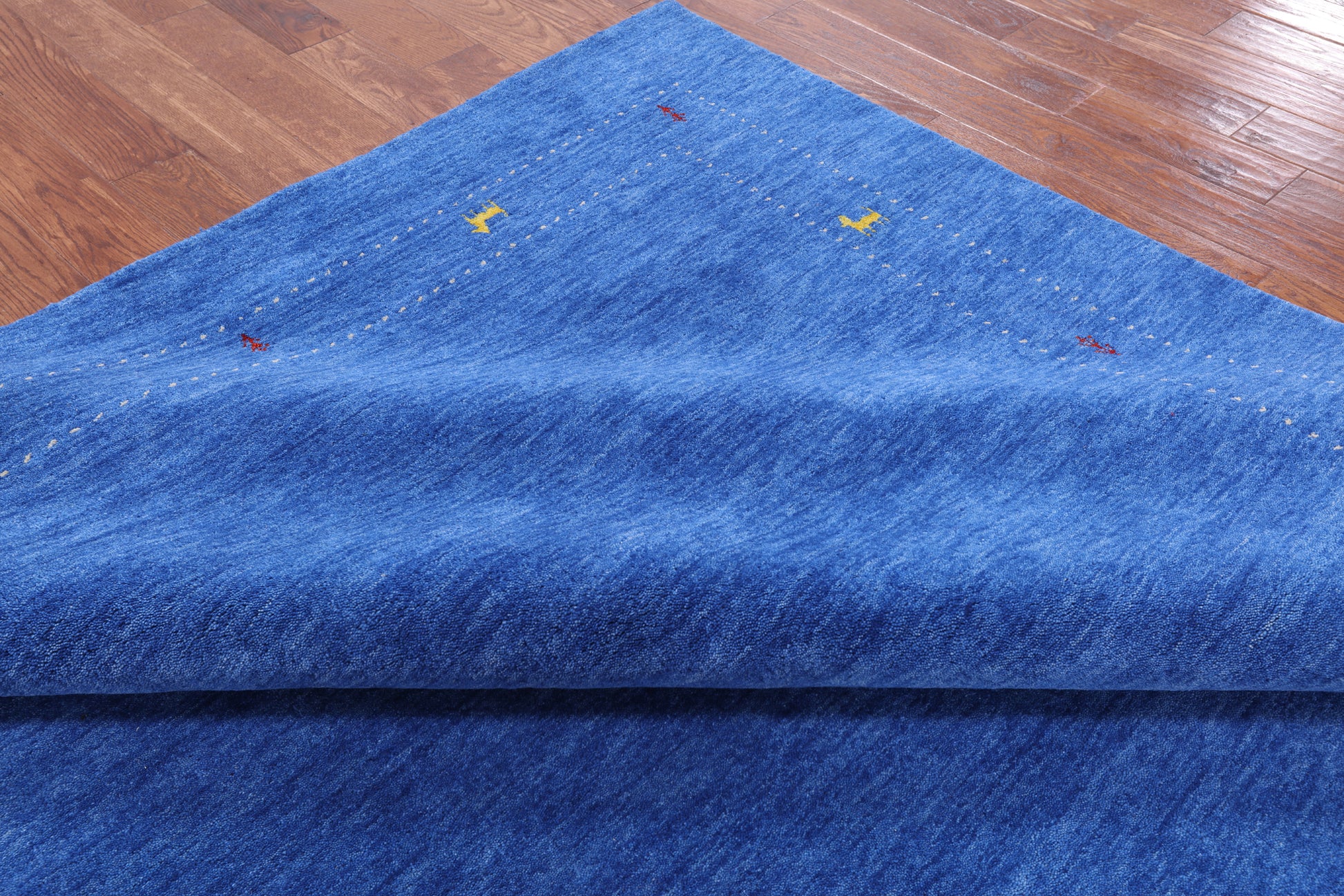 Blue Square Persian Gabbeh Hand Knotted Wool Rug - 9' 0" X 9' 0" - Golden Nile