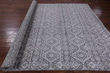 Grey Modern Handmade Wool & Silk Rug - 9' 0" X 12' 2" - Golden Nile