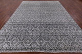 Grey Modern Handmade Wool & Silk Rug - 9' 0" X 12' 2" - Golden Nile