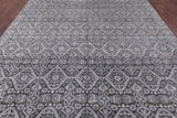 Grey Modern Handmade Wool & Silk Rug - 9' 0" X 12' 2" - Golden Nile