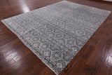 Grey Modern Handmade Wool & Silk Rug - 9' 0" X 12' 2" - Golden Nile