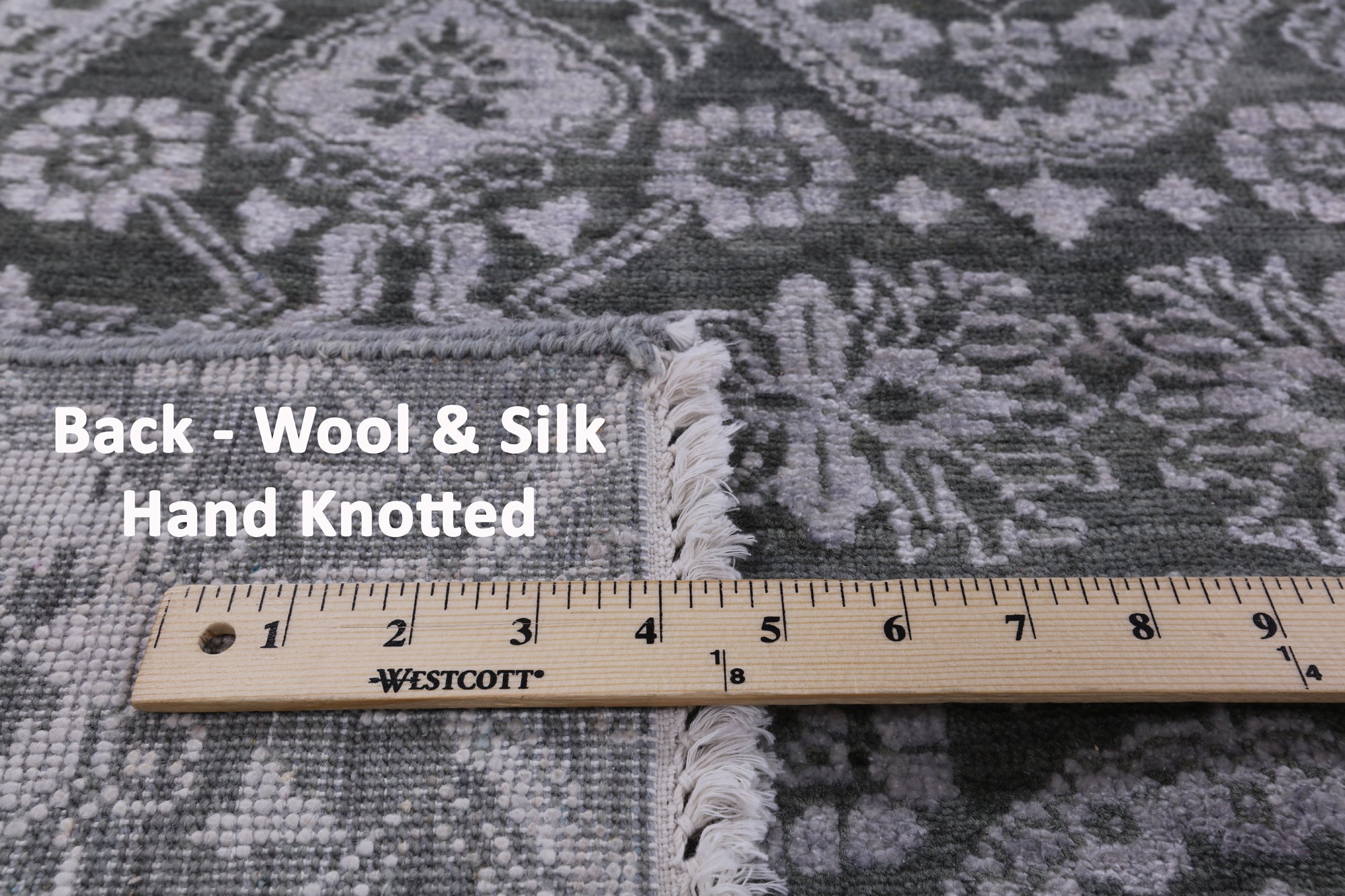 Grey Modern Handmade Wool & Silk Rug - 9' 0" X 12' 2" - Golden Nile