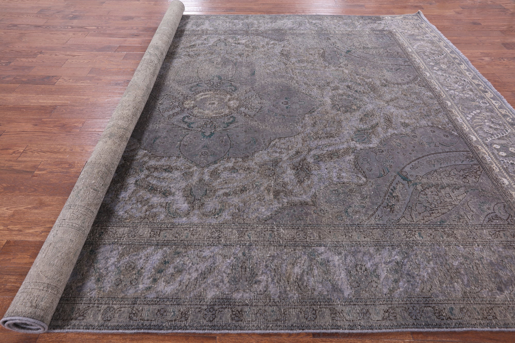 Grey Persian Overdyed Handmade Wool Rug - 9' 8" X 12' 5" - Golden Nile