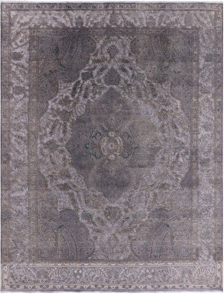 Grey Persian Overdyed Handmade Wool Rug - 9' 8" X 12' 5" - Golden Nile