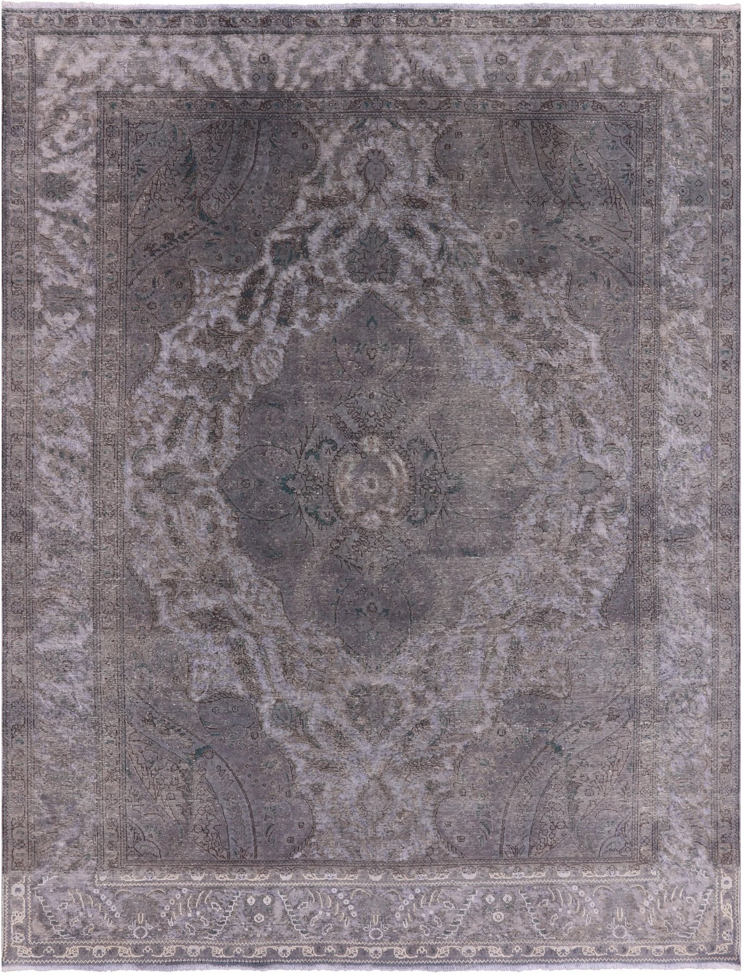 Grey Persian Overdyed Handmade Wool Rug - 9' 8" X 12' 5" - Golden Nile